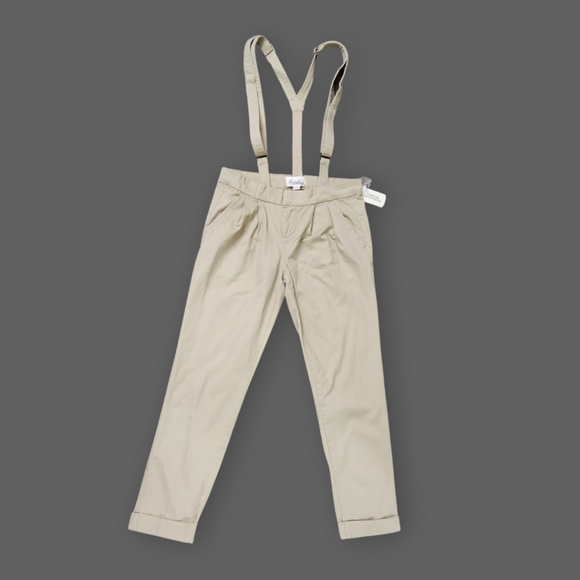 Khaki Ankle Pants w/ Suspenders, Women's 25 - Picture 1 of 11